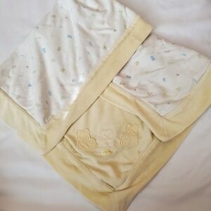 Vintage Childrens Place Yellow Velour Plush Baby Blanket Baby place Bear‎ Duck
